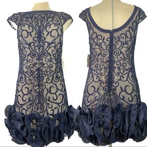 *NewJessica Simpson Gorgeous Blue Embroidered Chiffon raffle Formal Dress Size 8